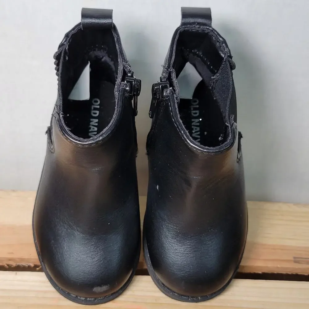 Old Navy Toddler Chelsea Black Faux Leather Ankle Boots - Size 5